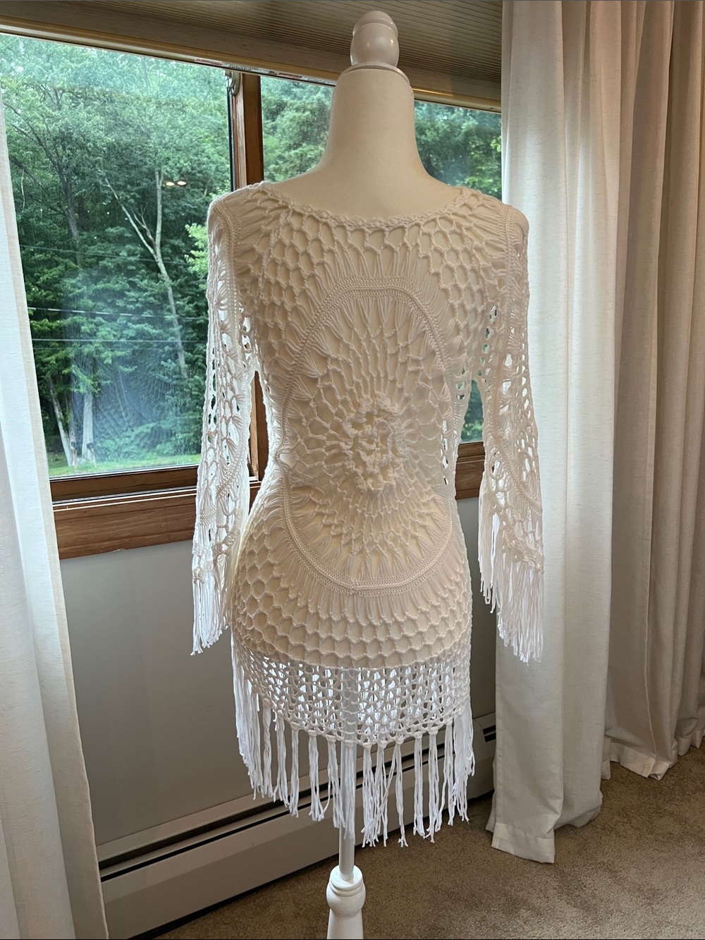 Cupshe White Crochet Fringe Swim Coverup - Picture 5 of 6